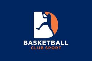 eerste brief d basketbal logo icoon. mand bal logotype symbool. vector