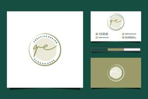 eerste qe vrouwelijk logo collecties en bedrijf kaart sjabloon premie vector