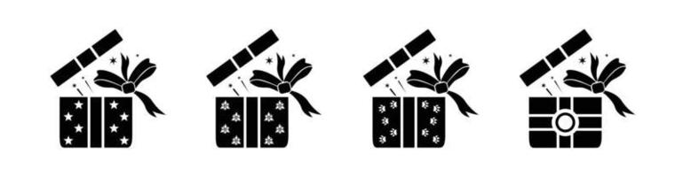 Open geschenk doos vector icoon set, geschenk doos icoon vector illustratie reeks in lijn stijl.