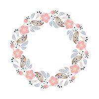 zomerkrans met bloemen in Scandinavische stijl. lente kruid plat abstract vector tuin frame voor vrouw dag romantische vakantie, trouwkaart. element bloemen geïsoleerde illustratie