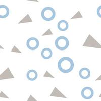 platte vector textuur van geometrische kleurrijke vormen. geometrisch naadloos patroon in moderne hipsterstijl. abstracte achtergrond met blauwe cirkels en grijze driehoeken