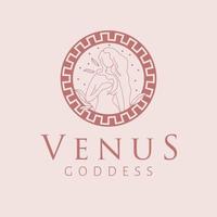 Venus godin logo ontwerp. godin vector logo. schoonheid en kunst industrie logo sjabloon. godin van schoonheid, vleselijk liefde, wens, vruchtbaarheid en voorspoed.