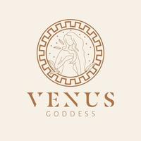 Venus godin logo ontwerp. godin vector logo. schoonheid en kunst industrie logo sjabloon. godin van schoonheid, vleselijk liefde, wens, vruchtbaarheid en voorspoed.