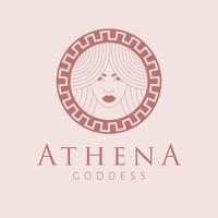 athena godin logo ontwerp. Grieks godin vector logo. schoonheid en kunst industrie logo sjabloon. godin van wijsheid, industrieel strategie en tactiek.