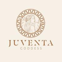 jeugd godin logo ontwerp. Grieks godin vector logo. schoonheid en kunst industrie logo sjabloon. oude Romeins godin van jeugd.