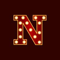 n, alfabet brief met lamp vector icoon
