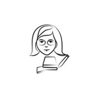 vrouw leerling avatar schetsen stijl vector icoon