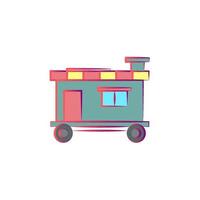 circus huis Aan wielen gekleurde vector icoon