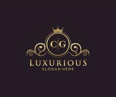 eerste cg brief Koninklijk luxe logo sjabloon in vector kunst voor restaurant, royalty, boetiek, cafe, hotel, heraldisch, sieraden, mode en andere vector illustratie.