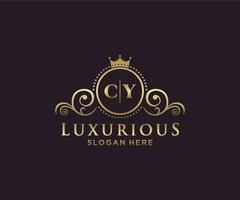 eerste cy brief Koninklijk luxe logo sjabloon in vector kunst voor restaurant, royalty, boetiek, cafe, hotel, heraldisch, sieraden, mode en andere vector illustratie.