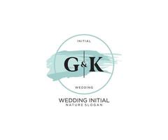 eerste gk brief schoonheid vector eerste logo, handschrift logo van eerste handtekening, bruiloft, mode, juwelen, boetiek, bloemen en botanisch met creatief sjabloon voor ieder bedrijf of bedrijf.