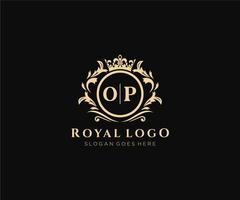 eerste op brief luxueus merk logo sjabloon, voor restaurant, royalty, boetiek, cafe, hotel, heraldisch, sieraden, mode en andere vector illustratie.