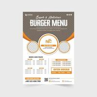 snel voedsel en cafe advertentie folder schrijfbehoeften sjabloon vector met foto tijdelijke aanduidingen. restaurant voedsel menu korting sjabloon ontwerp met geel en rood kleuren. voedsel Promotie poster vector.