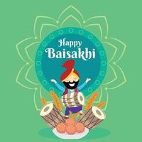 baisakhi. gelukkig baisakhi. vaisakhi festival achtergrond en typografie gelukkig vaisakhi of baisakhi festival creatief met typografie en Punjabi Sikh bhangra dans. vaisakhi of baisakhi festival . vector