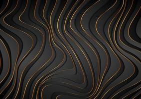 zwart en gouden gebogen golven abstract luxe achtergrond vector