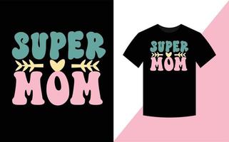 super mama, moeder dag het beste retro groovy t overhemd ontwerp. vector
