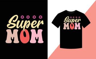 super mama, moeder dag het beste retro groovy t overhemd ontwerp. vector