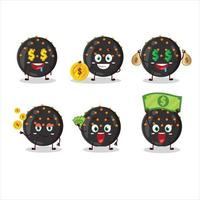 halloween zwart snoep tekenfilm karakter met schattig emoticon brengen geld vector