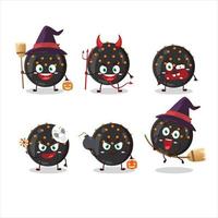 halloween uitdrukking emoticons met tekenfilm karakter van halloween zwart snoep vector