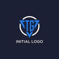 tg monogram logo met driehoek vorm en cirkel ontwerp elementen vector