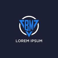 bm monogram logo met driehoek vorm en cirkel ontwerp elementen vector