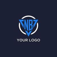 nb monogram logo met driehoek vorm en cirkel ontwerp elementen vector