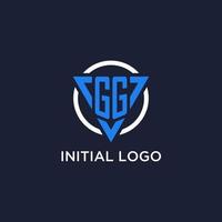 gg monogram logo met driehoek vorm en cirkel ontwerp elementen vector