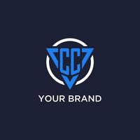 cc monogram logo met driehoek vorm en cirkel ontwerp elementen vector