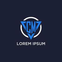 cm monogram logo met driehoek vorm en cirkel ontwerp elementen vector