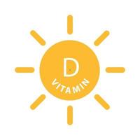 vitamine d tekst met zon icoon vector schoonheid, apotheek, voeding huid zorg concept voor grafisch ontwerp, logo, website, sociaal media, mobiel app, ui illustratie