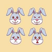 verzameling van schattig konijn hoofd tekenfilm sticker illustraties vector