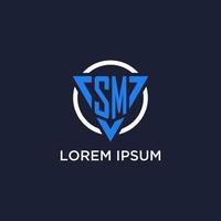 sm monogram logo met driehoek vorm en cirkel ontwerp elementen vector