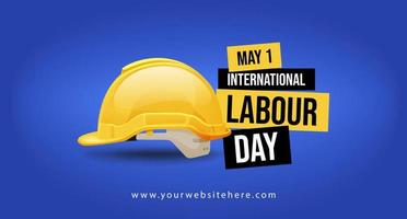 Internationale arbeid dag mei 1 banier met veiligheid helm illustratie concept vector