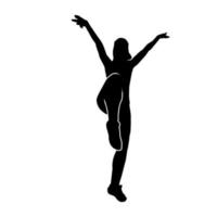 silhouet van een vrouw danser in actie houding. silhouet van een slank vrouw in dansen Actie. vector