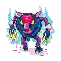 Enge Weerwolf Boos Monster Nieuwe Skool Tattoos Illustratie vector