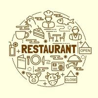 restaurant minimale dunne lijn iconen set vector