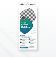 medisch gezondheidszorg Scherm poster rollen omhoog banier en bewegwijzering ontwerp, kliniek verslag doen van brochure sjabloon vector