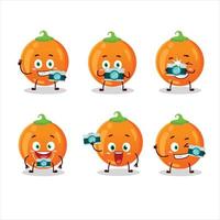 fotograaf beroep emoticon met halloween oranje snoep tekenfilm karakter vector