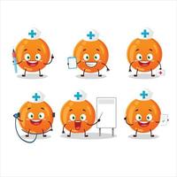 dokter beroep emoticon met halloween oranje snoep tekenfilm karakter vector