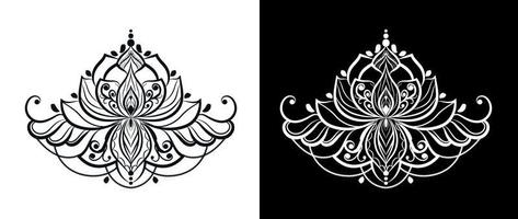 lotus bloem. gestileerde decoratief patroon voor tatoeëren. ornament voor decoreren covers boek, notitieboekje, kist, ansichtkaart en map. vector