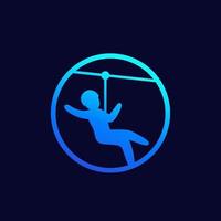 zip-line, ziplining-pictogram voor web vector