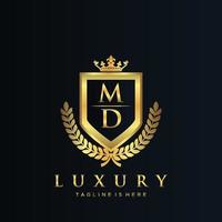 md brief eerste met Koninklijk luxe logo sjabloon vector