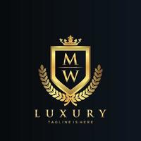 mw brief eerste met Koninklijk luxe logo sjabloon vector