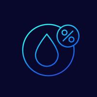 vochtigheid lineaire pictogram, waterdruppel en procent vector