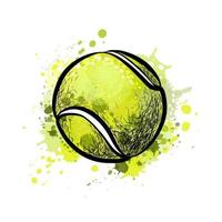 tennisbal van een scheutje aquarel, hand getrokken schets. vectorillustratie van verven vector