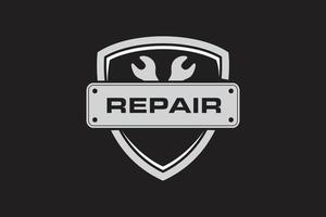 reparatie schild moersleutel logo vector