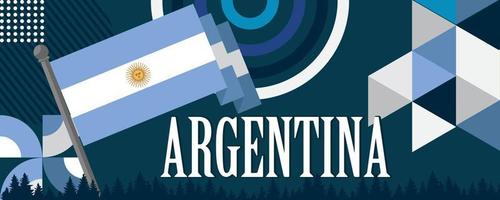 Argentinië nationaal dag banier met kaart, vlag kleuren thema achtergrond en meetkundig abstract. vector