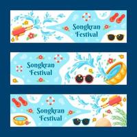 kleurrijke songkran festival banner set vector