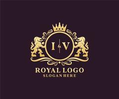 eerste iv brief leeuw Koninklijk luxe logo sjabloon in vector kunst voor restaurant, royalty, boetiek, cafe, hotel, heraldisch, sieraden, mode en andere vector illustratie.