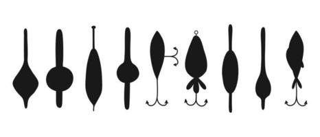 reeks van silhouetten voor vissen. verzameling van Onderscheppen en lokt voor visvangst in silhouet stijl. vector illustratie.